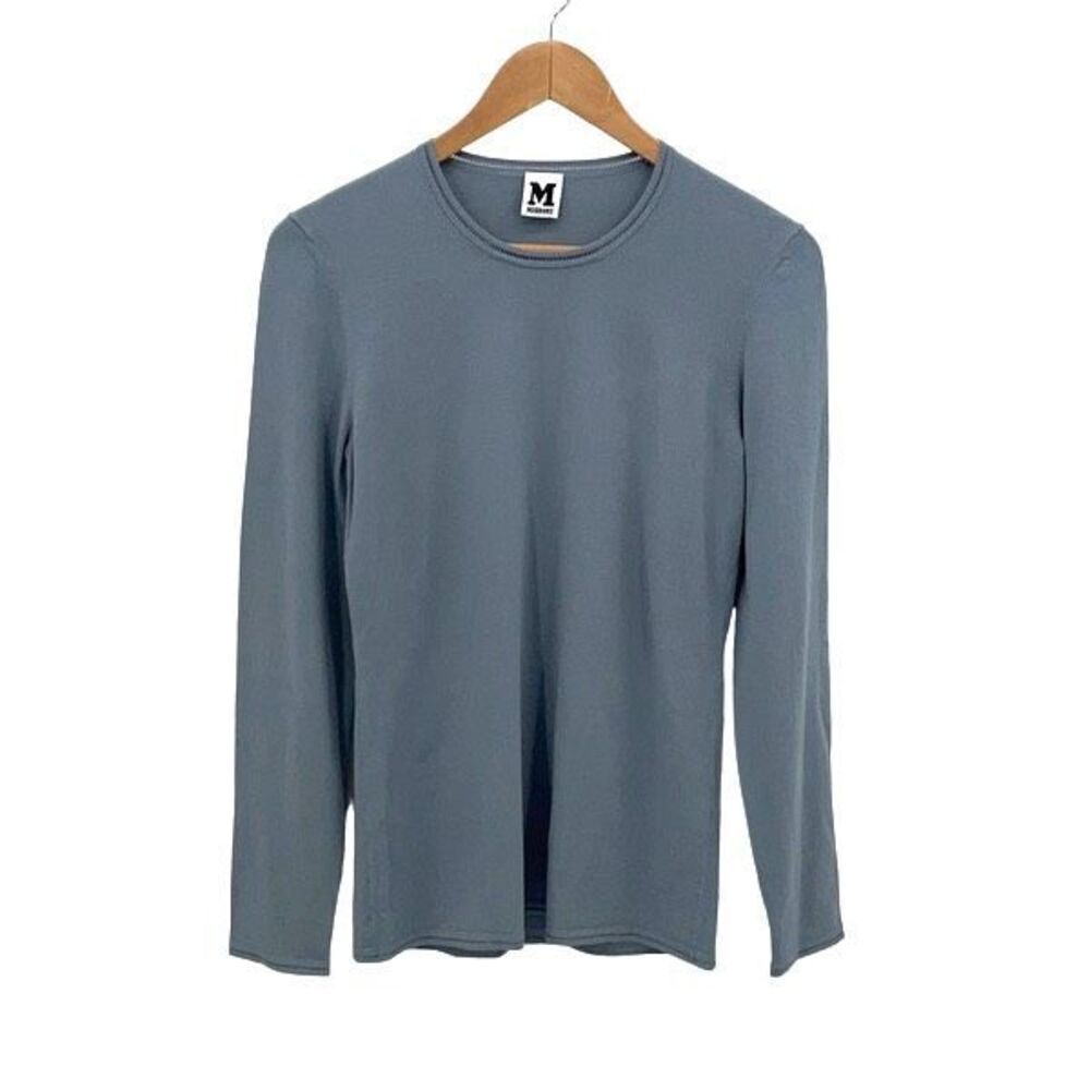 Missoni Womens Vintage‎ Ladder Lace Crew Neck Long Sleeve Pullover Top Blue Gray